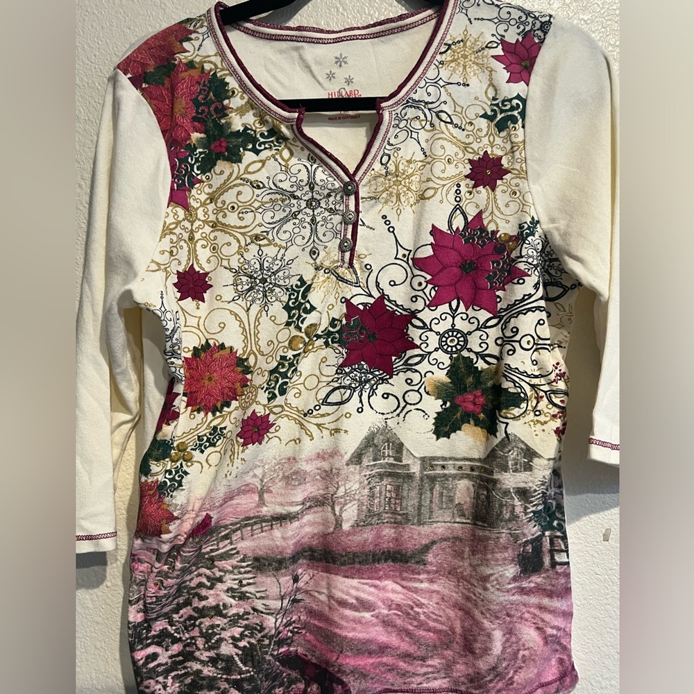 Hillard &‎ Hanson poinsettia top